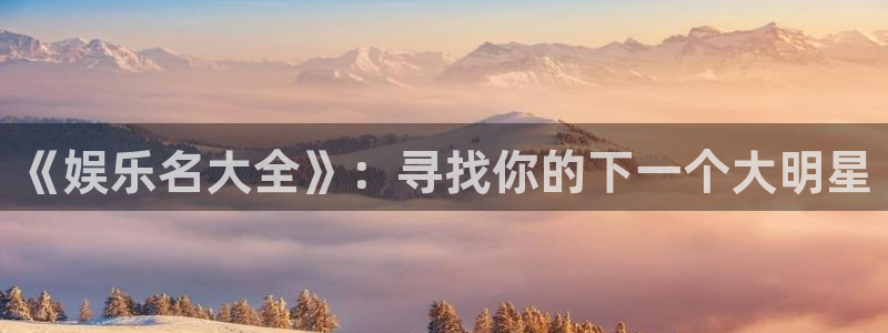 福建开心彩机电股份公司：《娱乐名大全》：寻找你的下一个大明星